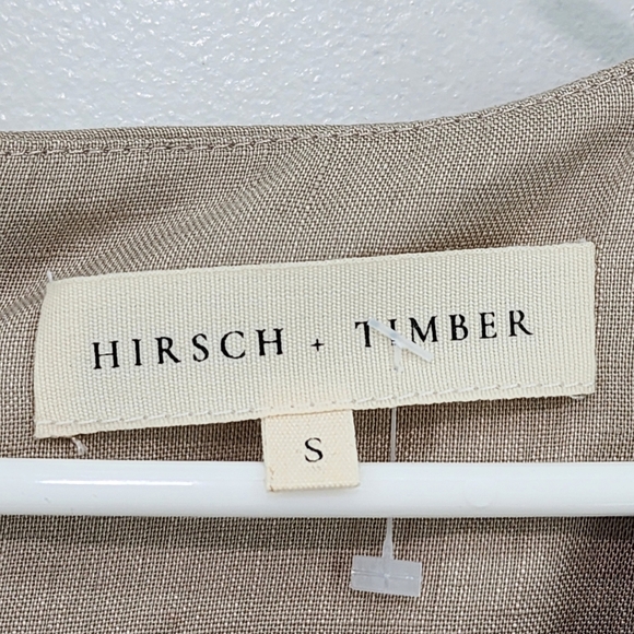 Hirsch + Timber Women's 100% Linen Puff Sleeves Tan Midi Lagenlook Dress - Picture 5 of 9